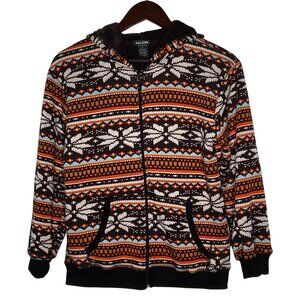Soho Girls Hooded Full-Zip Fleece Jacket  Small Colorful Snowflake Pattern Warm